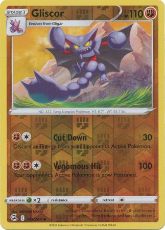Pokemon Card Fusion Strike 141/264 Gliscor Reverse Holo Uncommon