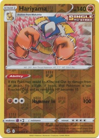 Pokemon Card Fusion Strike 143/264 Hariyama Reverse Holo Uncommon
