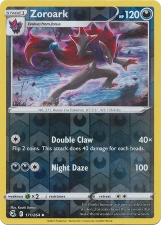 لعبة Pokemon Card Fusion Strike 171/264 Zoroark Reverse Holo غير شائعة