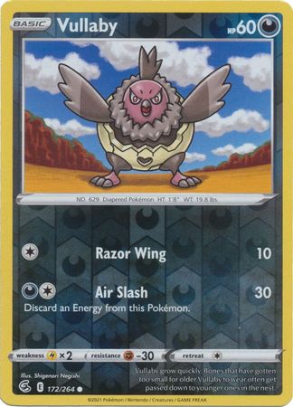 بطاقة Pokemon Fusion Strike 172/264 Vullaby Reverse Holo Common