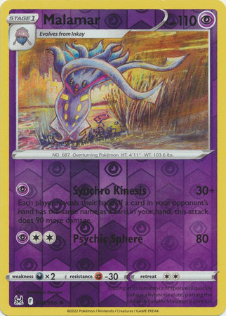 Pokemon Card Lost Origin 078/196 78/196 Malamar Reverse Holo Rare *MINT*