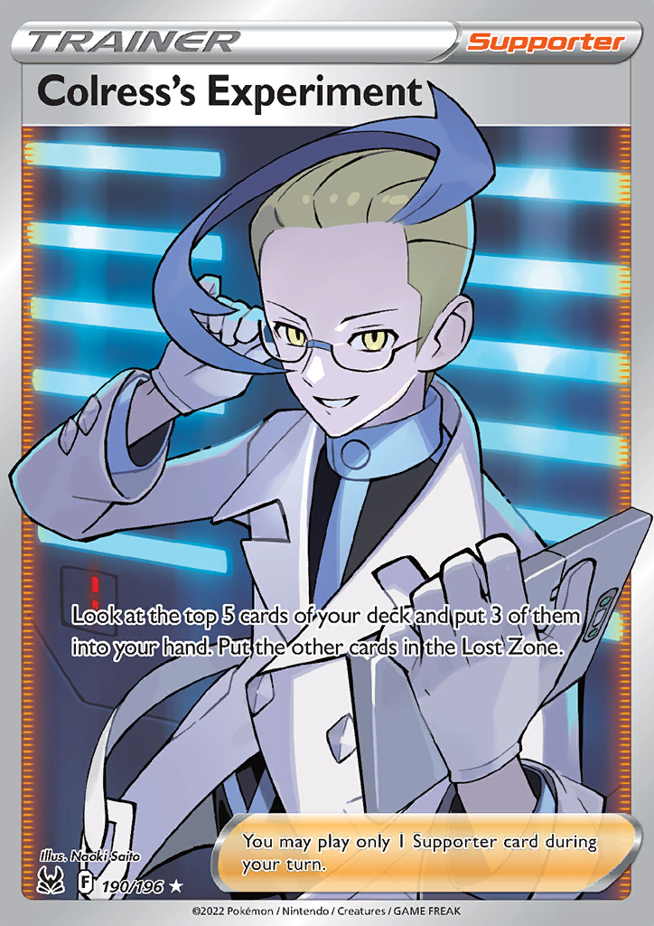 Pokemon Card Lost Origin 190/196 Colress's Experiment Supporter Full Art *MINT*