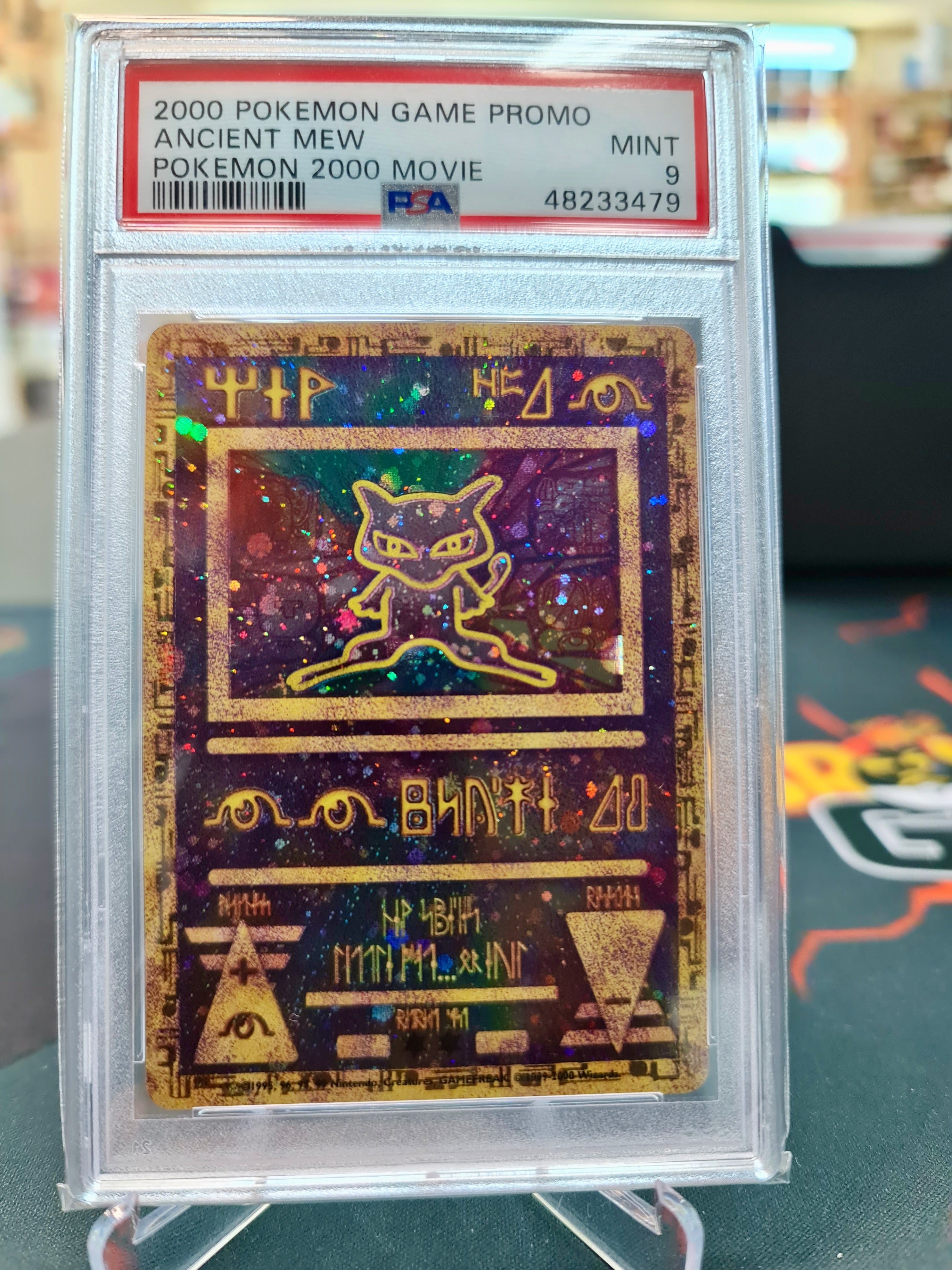 PSA 9 Mint Graded Pokemon Ancient Mew Movie Promo Card (2000) | Holo, Wizards Of The PSA 9 Mint Graded Pokemon Ancient Mew Movie Promo Card (2000) | Holo, Wizards Of The