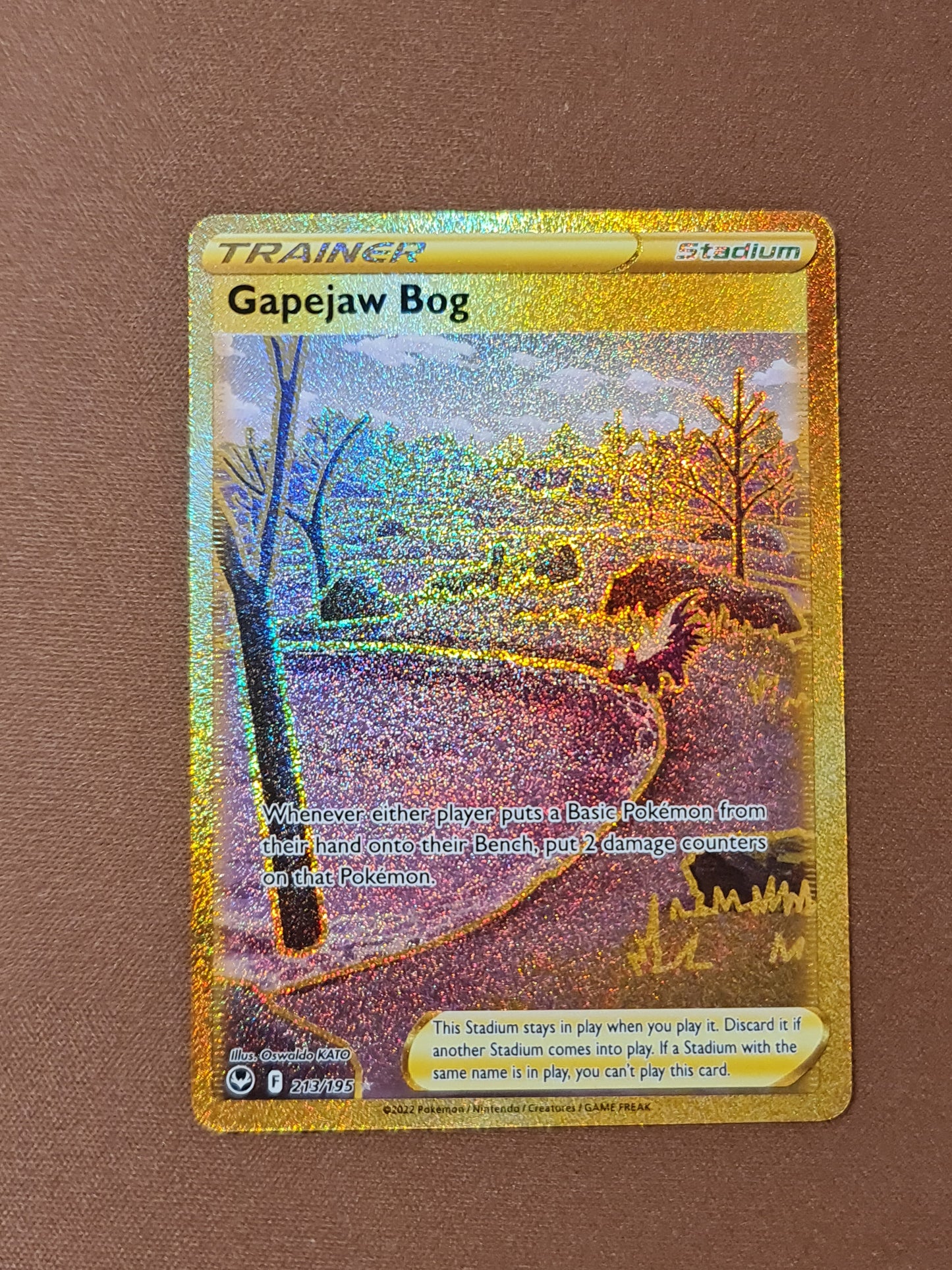 Pokemon Card Silver Tempest 213/195 Gapejaw Bog Item Secret Rare *MINT*