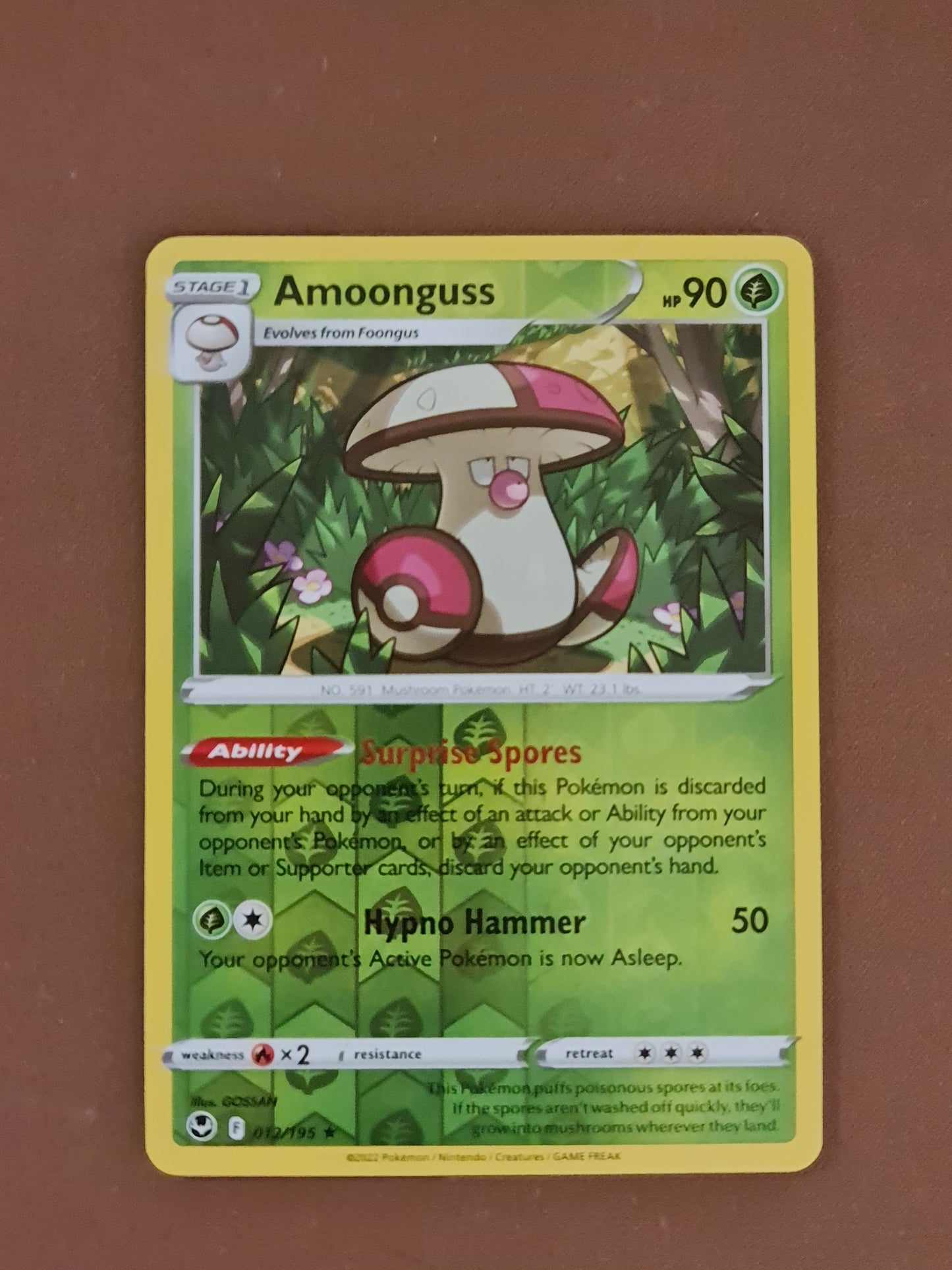 Pokemon Card Silver Tempest 012/195 12/195 Amoonguss Reverse Holo Rare *MINT*