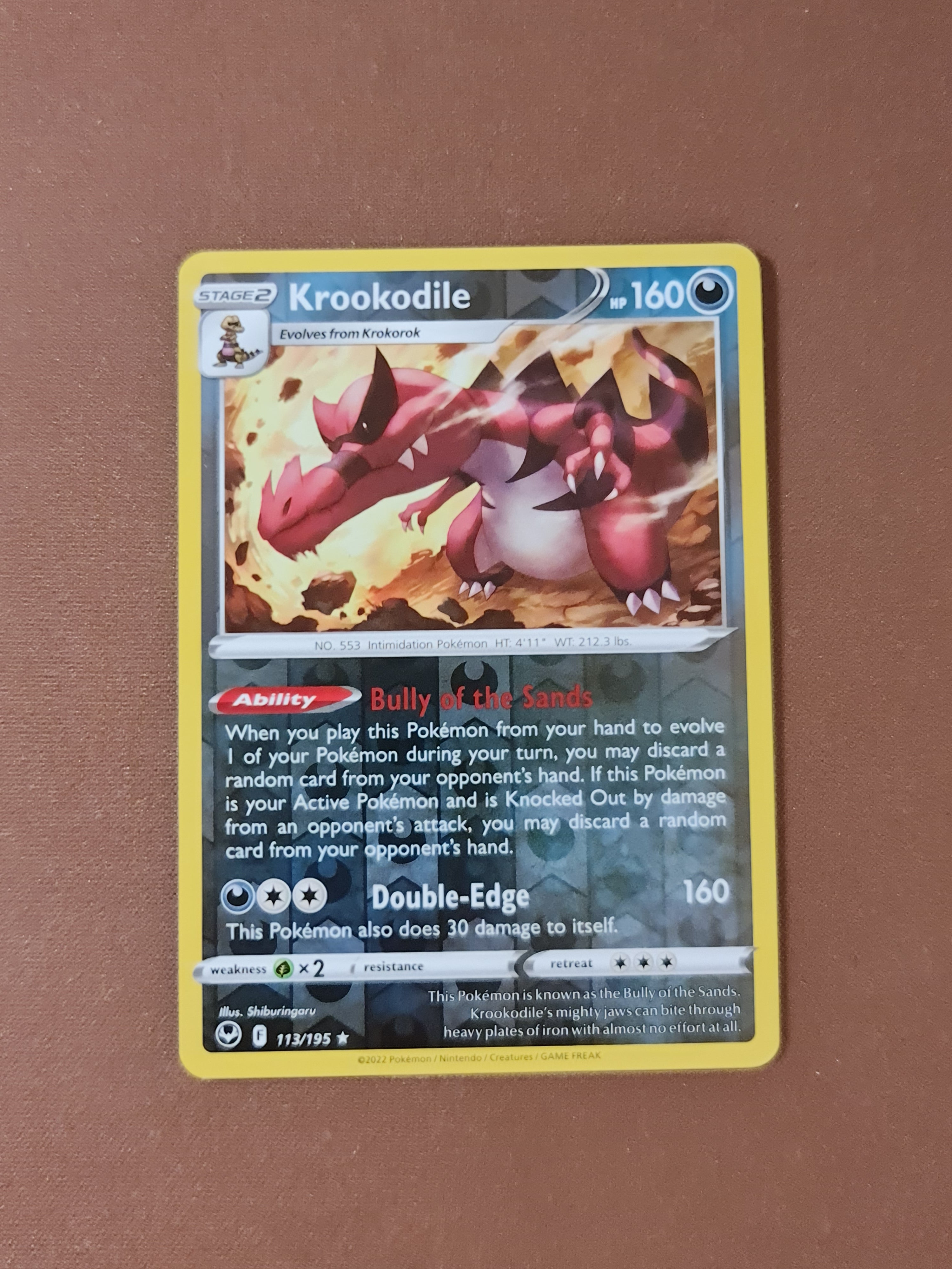 Pokemon Card Silver Tempest 113/195 Krookodile Reverse Holo Rare *MINT Brokenvase Games Pokemon Card Silver Tempest 113/195 Krookodile Reverse Holo Rare *MINT Brokenvase Games