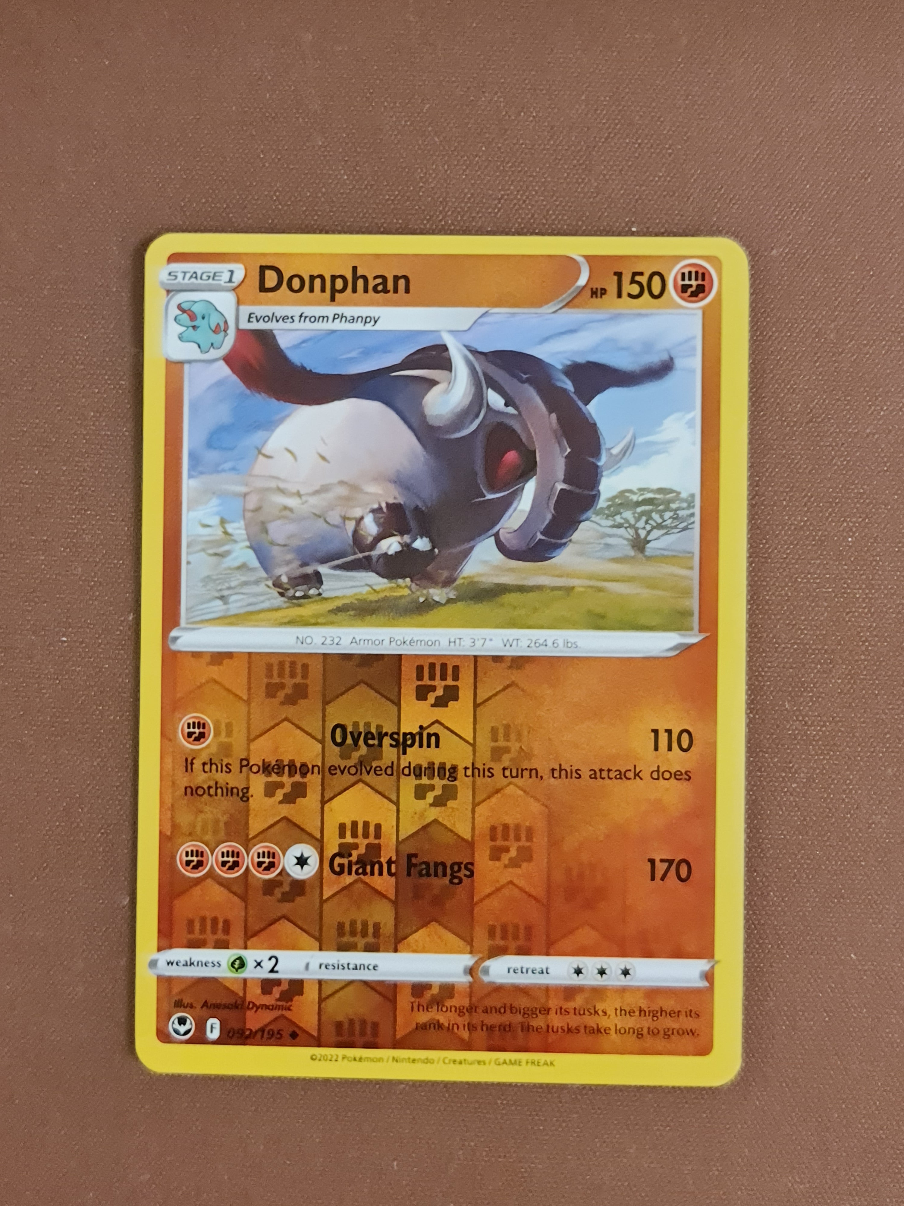 Pokemon Card Silver Tempest 092/195 92/195 Donphan Reverse Holo Uncomm Brokenvase Games Pokemon Card Silver Tempest 092/195 92/195 Donphan Reverse Holo Uncomm Brokenvase Games