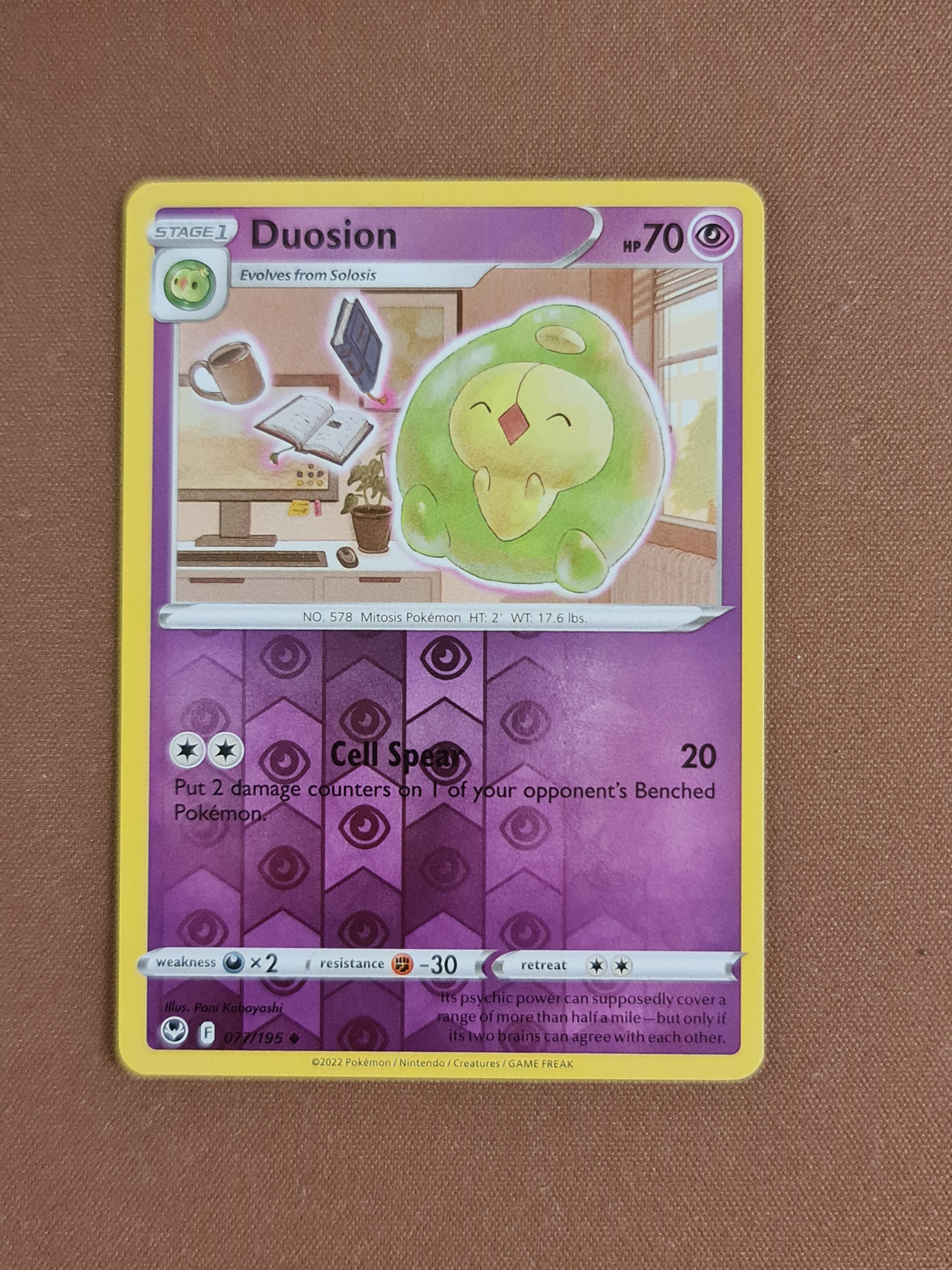 duosion pokemon card Pokemon Card Silver Tempest 077/195 77/195 Duosion Reverse Holo Uncomm –  Brokenvase Games