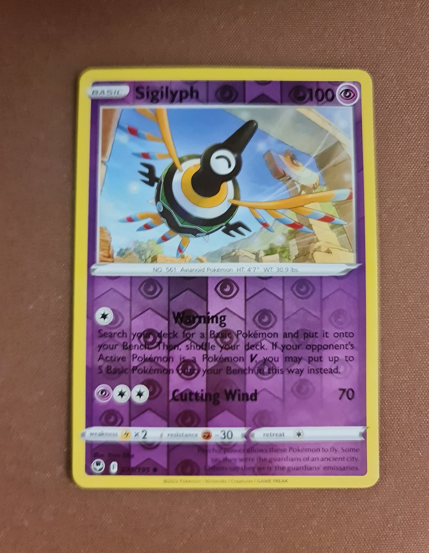 Pokemon Card Silver Tempest 075/195 75/195 Sigilyph Reverse Holo Uncommon *MINT*