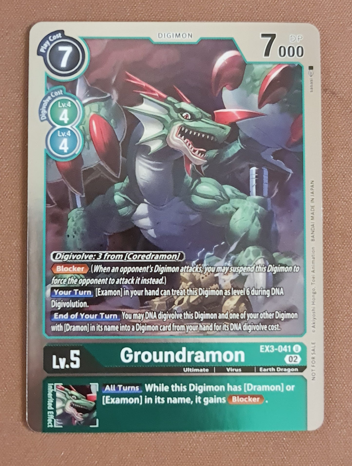 Digimon Card Draconic Roar BOX TOPPER Groundramon EX3-041 U (FOIL)