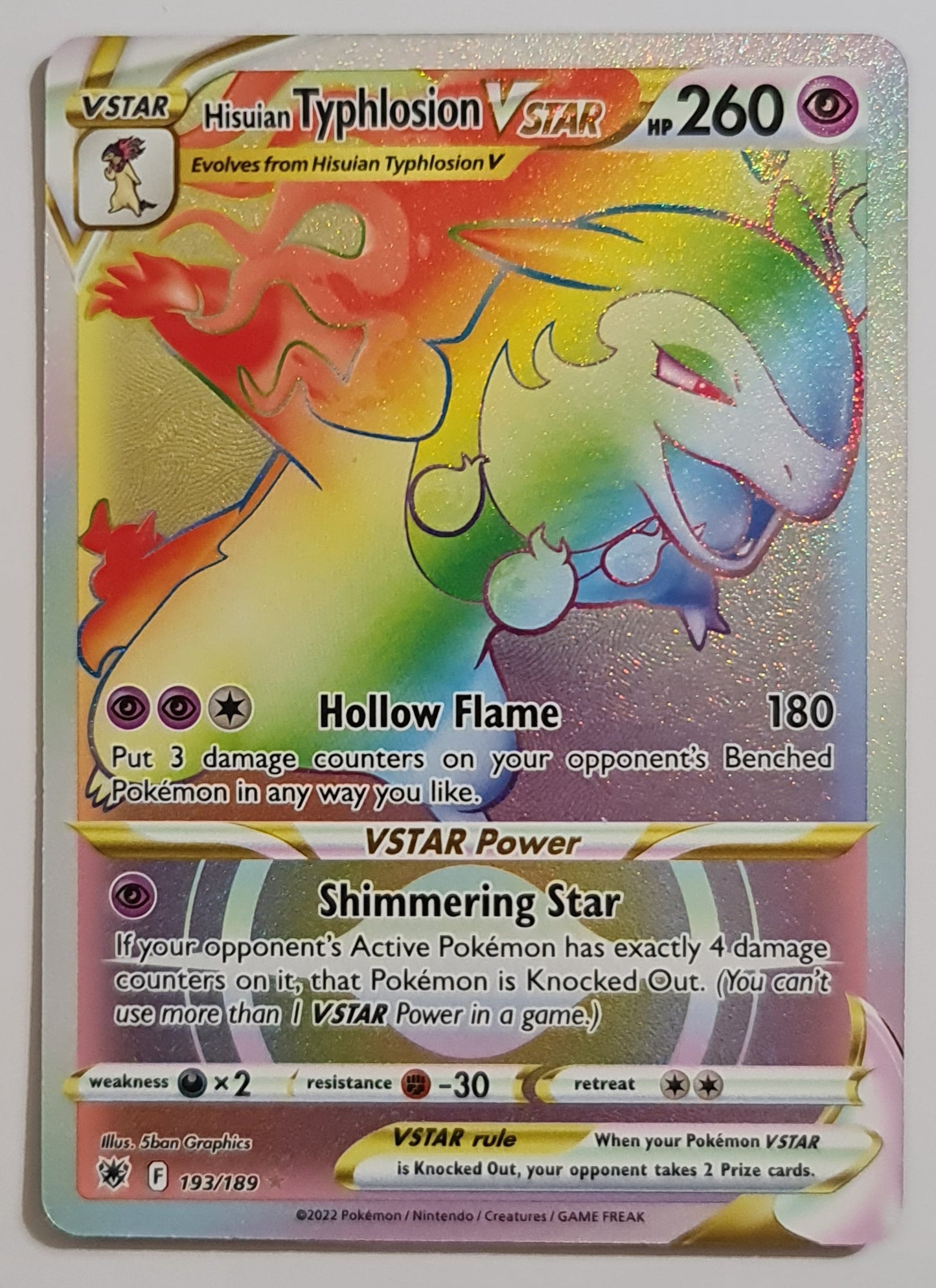 Pokemon Card Astral Radiance 193/189 Hisuian Typhlosion VSTAR Hyper Rare *MINT*