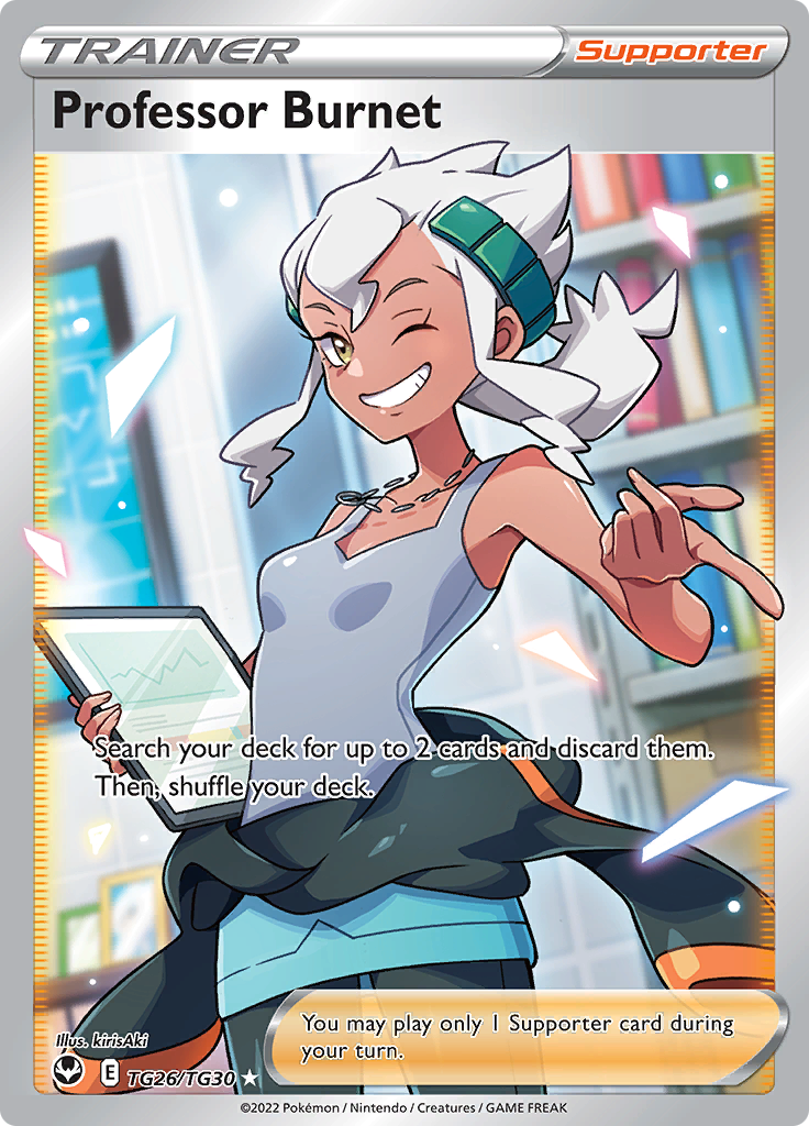 Pokemon Card Silver Tempest Trainer Gallery TG26/TG30 Professor Burnet Supporter Full Art *MINT*