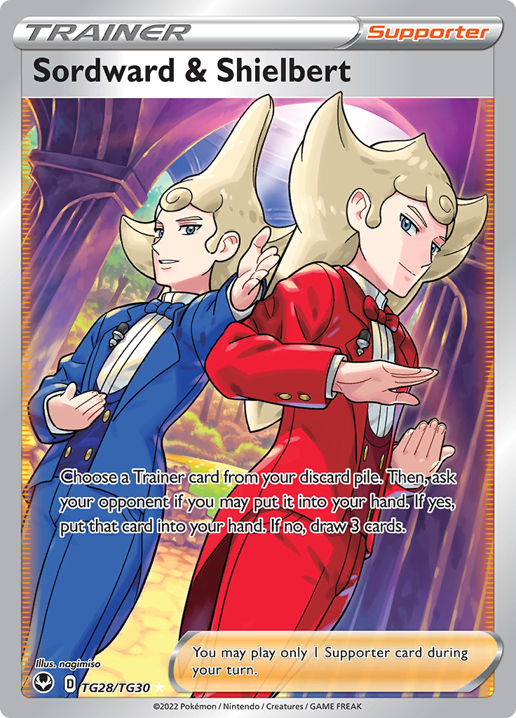 Pokemon Card Silver Tempest Trainer Gallery TG28/TG30 Sordward & Shielbert Supporter Full Art *MINT*