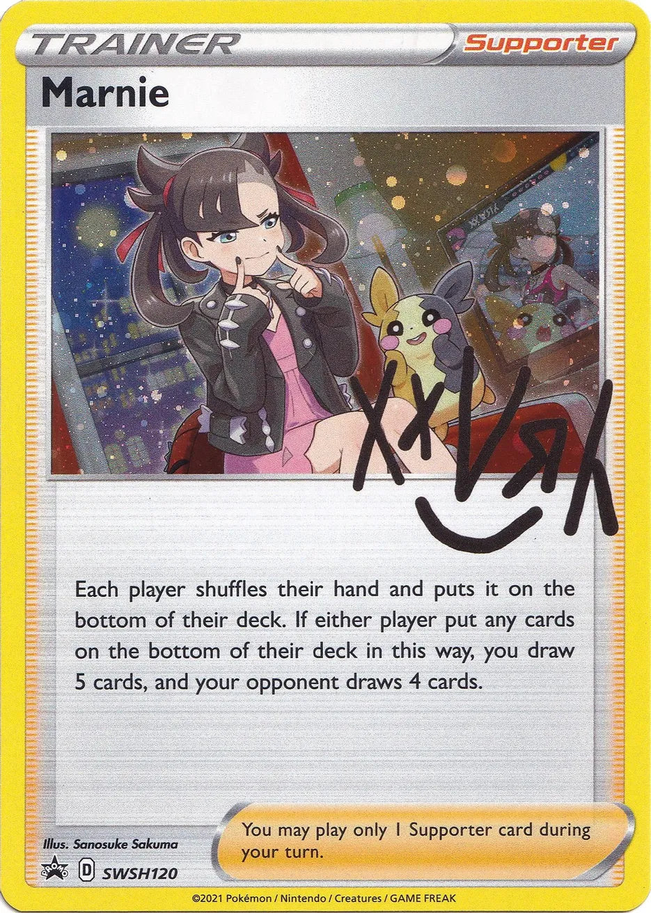 Pokemon Card SWSH Black Star Promos SWSH120 Marnie *Signed* promo