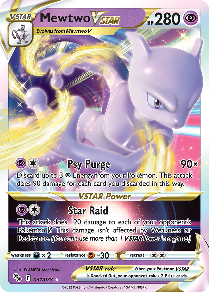 Pokemon Card Pokemon Go 31/78 Mewtwo VSTAR Ultra Rare *MINT*
