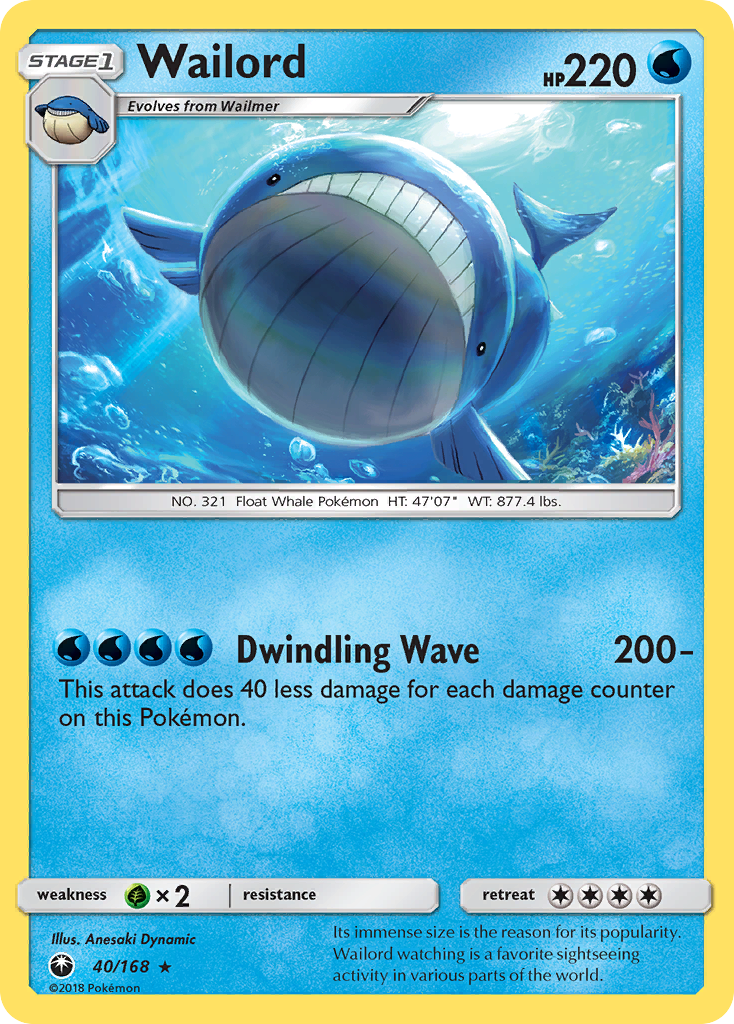 Pokemon Card Celestial Storm 40/168 Wailord Pokemon Rare *MINT*