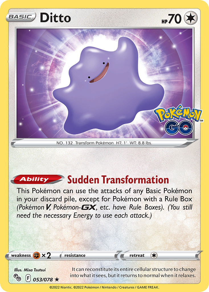 Pokemon Card Pokemon Go 53/78 Ditto Holo Rare *MINT*