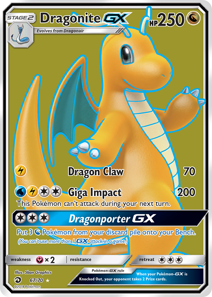 Pokemon Card Dragon Majesty 67/70 Dragonite-GX Pokemon Full Art Ultra Rare *MINT*