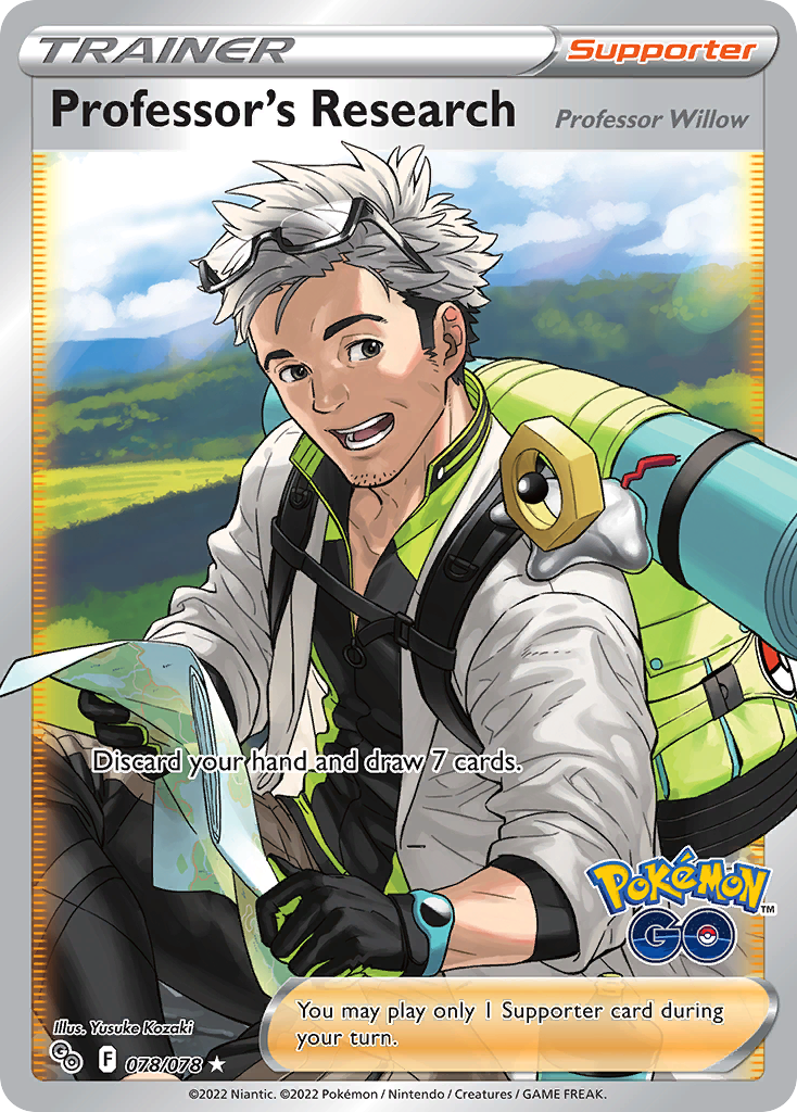 Pokemon Card Pokemon Go 78/78 Professor's Research Supporter Full Art *MINT*