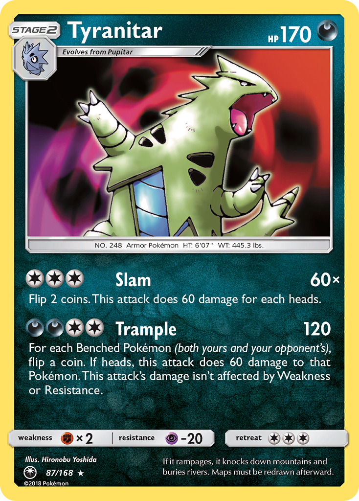 بطاقة بوكيمون Celestial Storm 87/168 Tyranitar Pokemon Rare Holo *MINT*