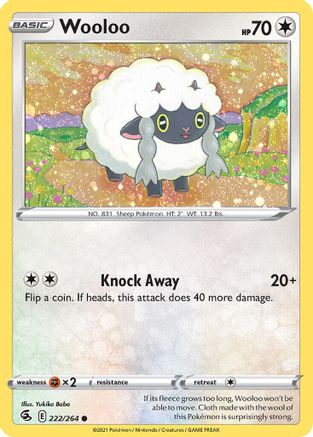 Pokemon Card Fusion Strike 222/264 Wooloo Cosmo Holo Common