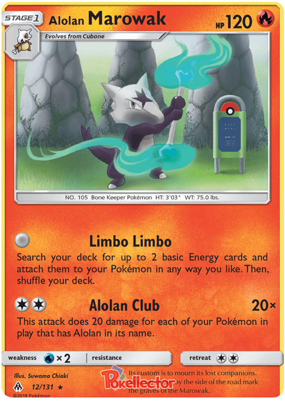 Pokemon Card Forbidden Light 12/131 012/131 Alolan Marowak Rare *MINT*
