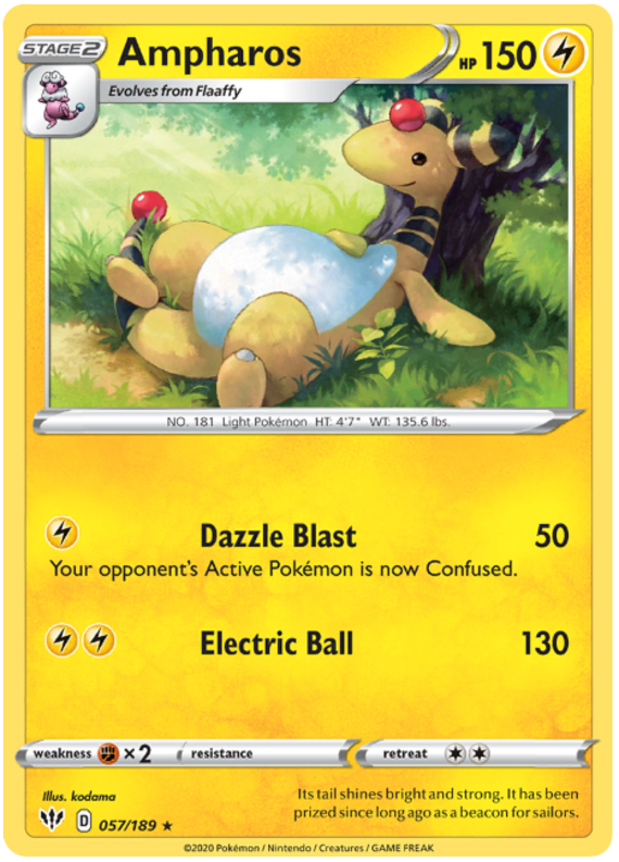 <transcy>Pokemon Card Darkness Ablaze 57/189 057/189 Ampharos Rare</transcy>
