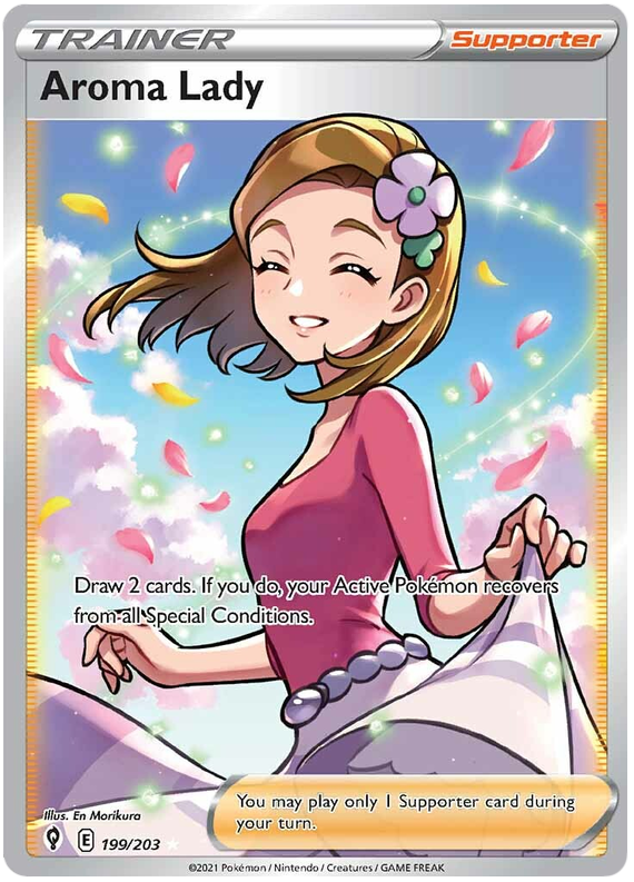 Pokemon Card Evolving Skies 199/203 199/203 Aroma Lady Supporter Full Art *M*