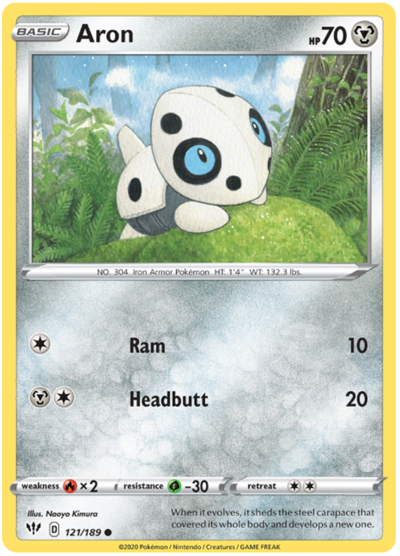 Pokemon Card Darkness Ablaze 121/189 121/189 Aron Common