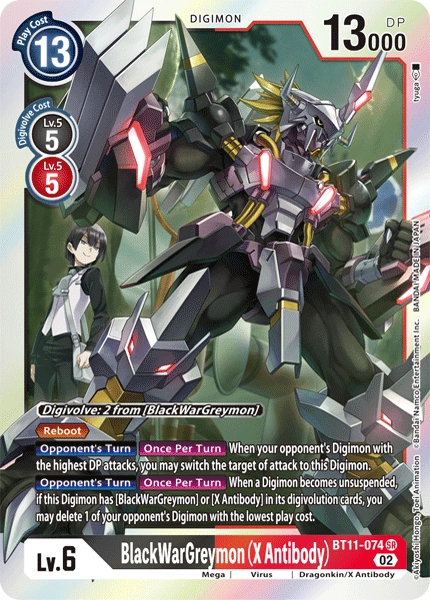 Digimon Card Dimensional Phase BlackWarGreymon (X Antibody) BT11-074 SR