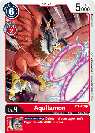 بطاقة Digimon الإصدار 1.5 Aquilamon BT3-012 C.