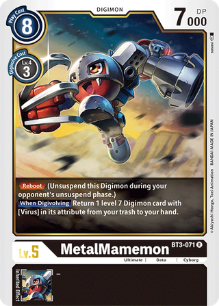 Digimon Card Ver 1.5 MetalMamemon BT3-071 R