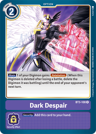 بطاقة Digimon الإصدار 1.5 Dark Despair BT3-108 R