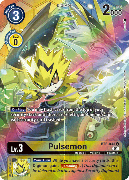 Digimon Card Double Diamond Pulsemon BT6-033 R Alternate Art