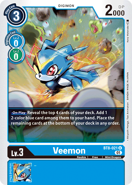 Digimon Card New Awakening Veemon BT8-021 U