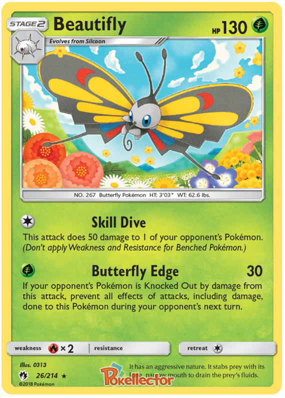 Pokemon Card Lost Thunder 26/214 026/214 Beautifly Rare *MINT*