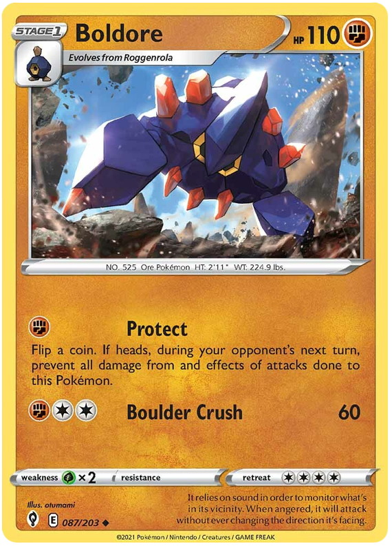 <transcy>لعبة Pokemon Card Evolution Skies 87/203 087/203 بولدور غير مألوف</transcy>