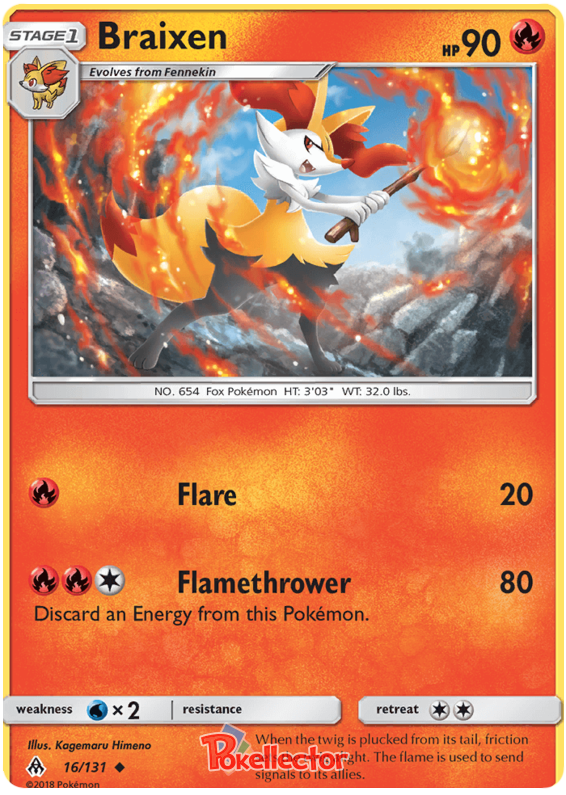 Pokemon Card Forbidden Light 16/131 016/131 Braixen Uncommon *MINT*