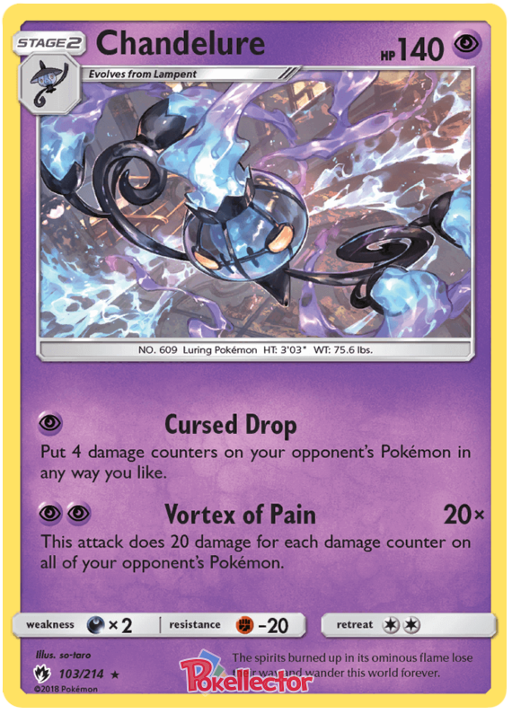 Pokemon Card Lost Thunder 103/214 Chandelure Holo Rare *MINT*