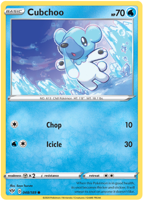 <transcy>Pokemon Card Darkness Ablaze 48/189 048/189 Cubchoo Common</transcy>