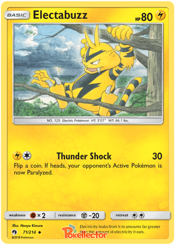 Pokemon Card Lost Thunder 71/214 071/214 Electabuzz Uncommon *MINT*
