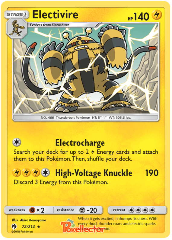 Pokemon Card Lost Thunder 72/214 072/214 Electivire Rare *MINT*