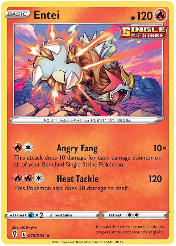 Pokemon Card Evolving Skies 19/203 019/203 Entei Holo Rare