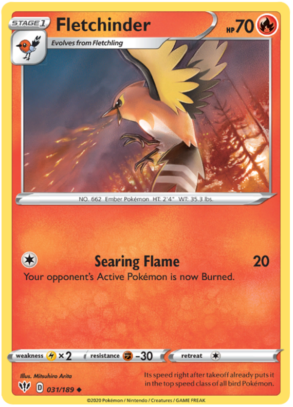 <transcy>Pokemon Card Darkness Ablaze 31/189 031/189 Fletchinder Ikke almindelig</transcy>