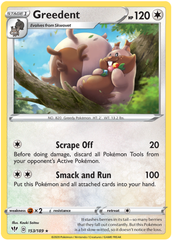 Pokemon Card Darkness Ablaze 153/189 153/189 Greedent Rare