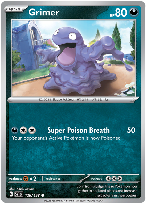 Pokemon Card Scarlet & Violet 126/198 Grimer Common *MINT*