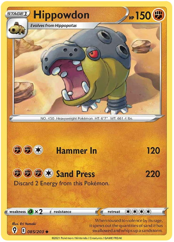<transcy>Pokemon Card Evolution Skies 85/203 085/203 Hippowdon غير مألوف</transcy>