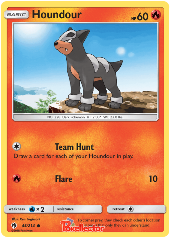 Pokemon Card Lost Thunder 45/214 045/214 Houndour Common *MINT*