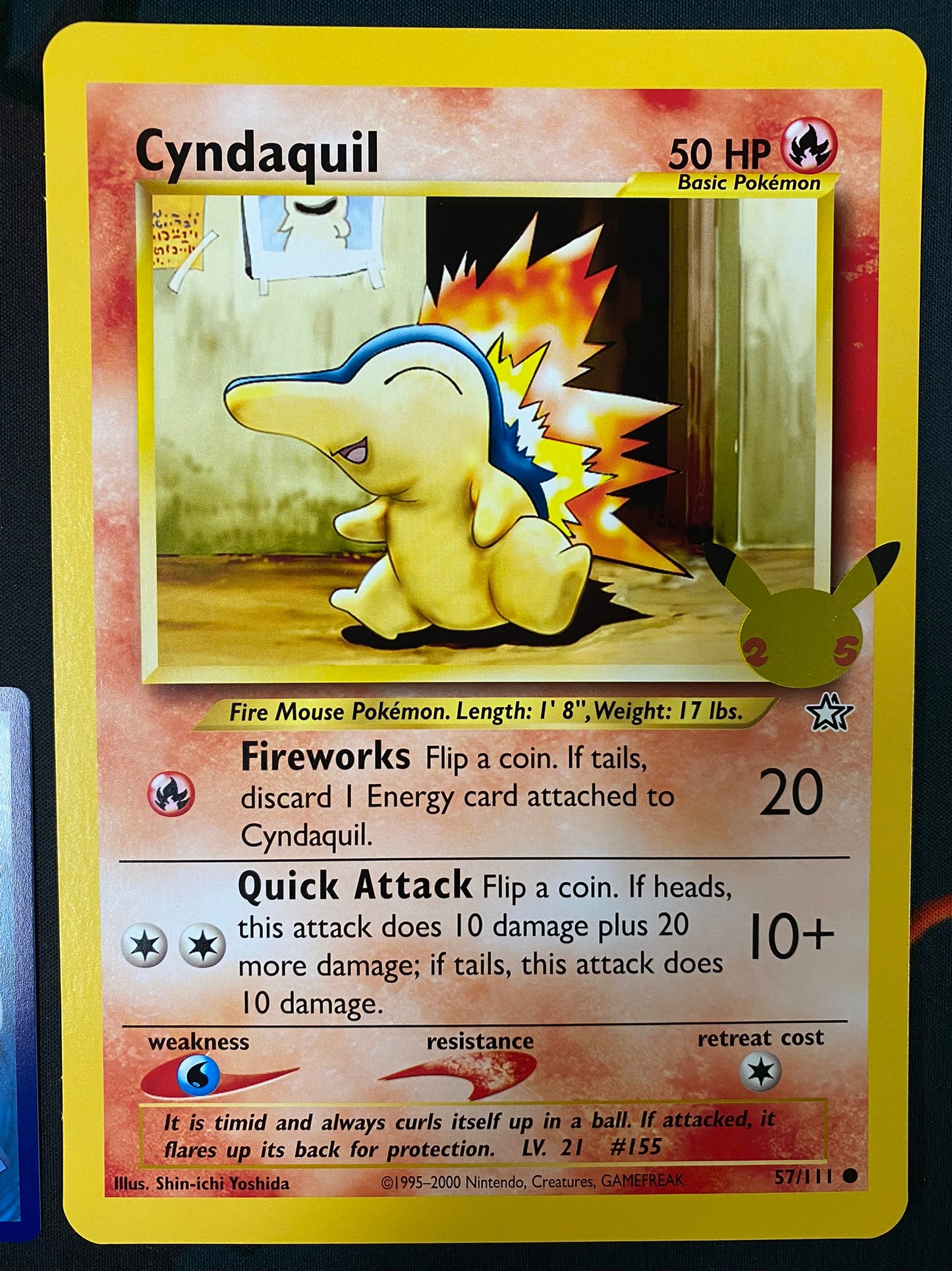 Pokemon Card 25TH ANNIVERSARY 57/111 Cyndaquil JUMBO OVERSIZED PROMO