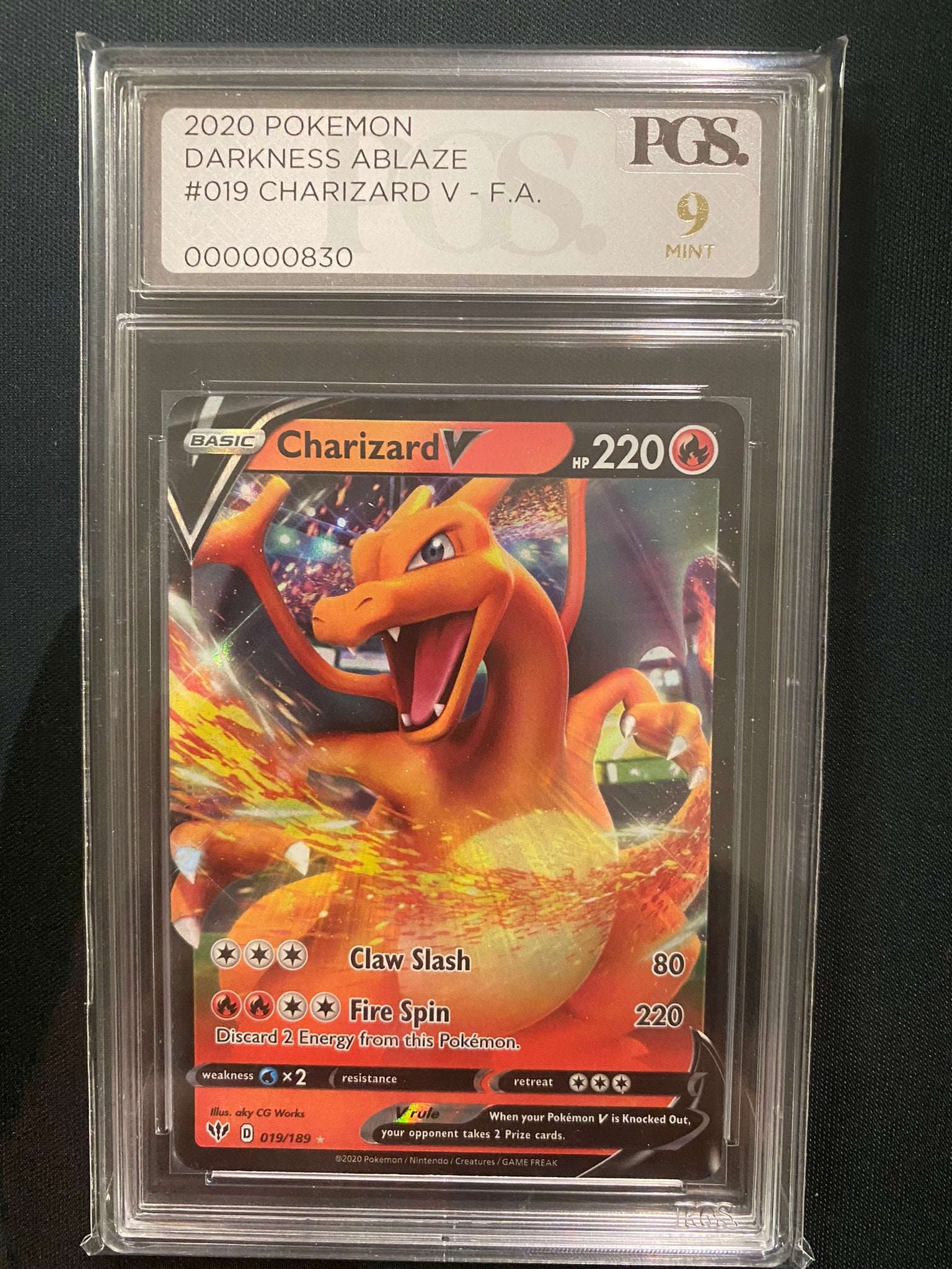 Pokemon Card Darkness Ablaze Charizard V 019/189 PGS MINT 9 Graded –  Brokenvase Games